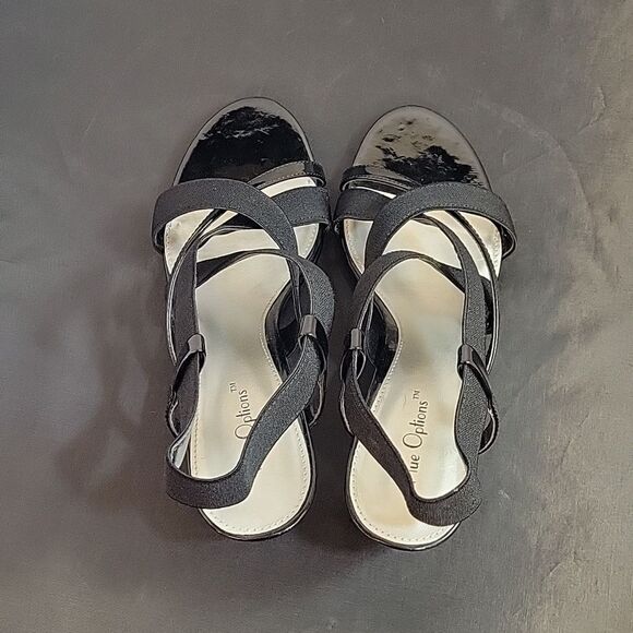 NUE OPTIONS LOW BLOCK HEEL CRISSCROSS ELASTIC STRAP OPEN TOE SANDAL - Picture 5 of 14